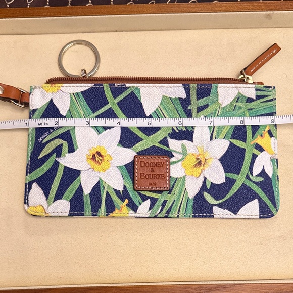 Dooney & Bourke Blue Floral Wristlet with Brown Accents - Picture 6 of 8
